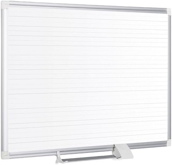 MasterVision Planning Board Magnetic Ruled Dry Erase, 48" x 72", Whiteboard with Aluminum Frame