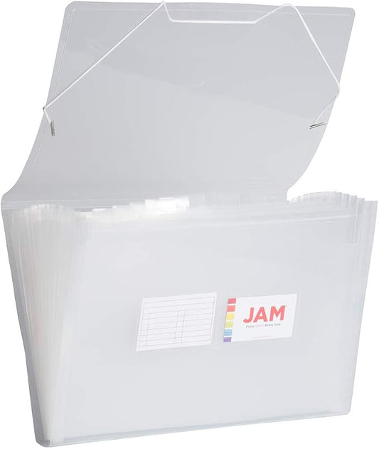 JAM PAPER Accordion Folders - 13 Pocket Plastic Expanding File - Legal Size - 10 x 15 - Clear - 2/Pack