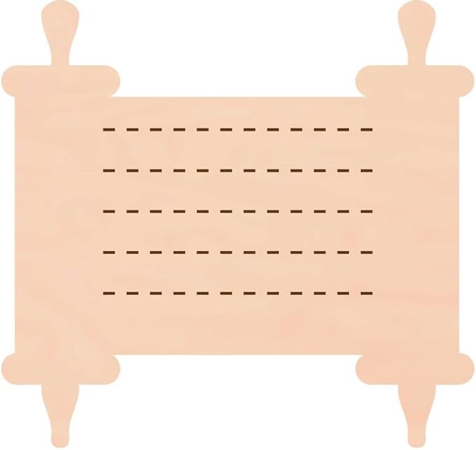 DIY Torah Scroll Wood Cutouts Set, 2.75 x 2.5 inches, 12 Pack, Natural Wood Torah Scroll Craft Cutouts 3mm Thick