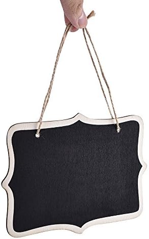 EBOOT 10 Pcs Mini Chalkboard Sign Reusable Wood Chalkboards with Hanging String Erasable Double Sided Small Hanging Blackboard for Message Board Sigs Price Labels Party Buffet Plant Food Name Tag