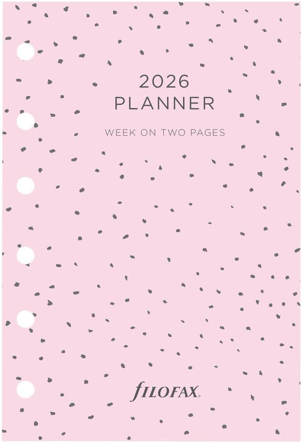 Filofax Calendar Diary Refill, Pocket Size, Week-to-View, Confetti Minimal Diary Pack, Multilingual: Five Languages, 2026 (C68291-26)