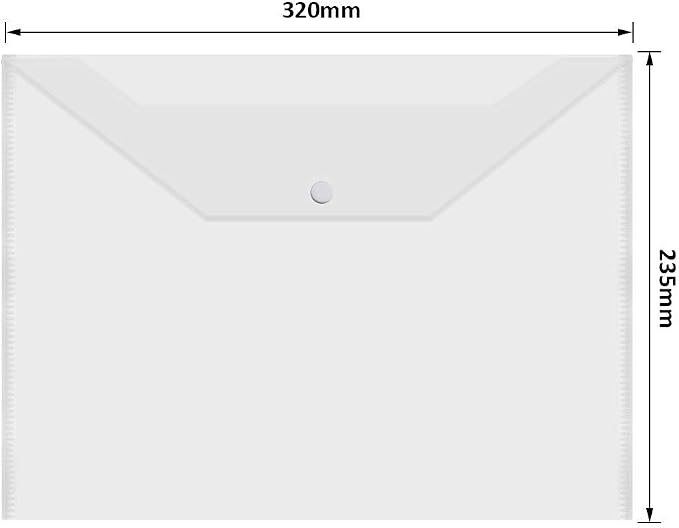 Acrux7 48 PCS Plastic Envelopes, Clear Poly Envelope with Snap Closure, Document Folders Waterproof File Folder for School Home Office, A4 Size
