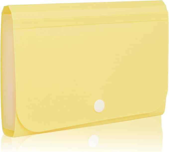 Accordian File Organizer, Coupon Organizer, Folder Organizer Mini Organizer Wallet for Coupons, Receipts, Cash, Tax Item or Changes,7x4.5 in 13 Pockets with Tabs Check Case(Yellow)