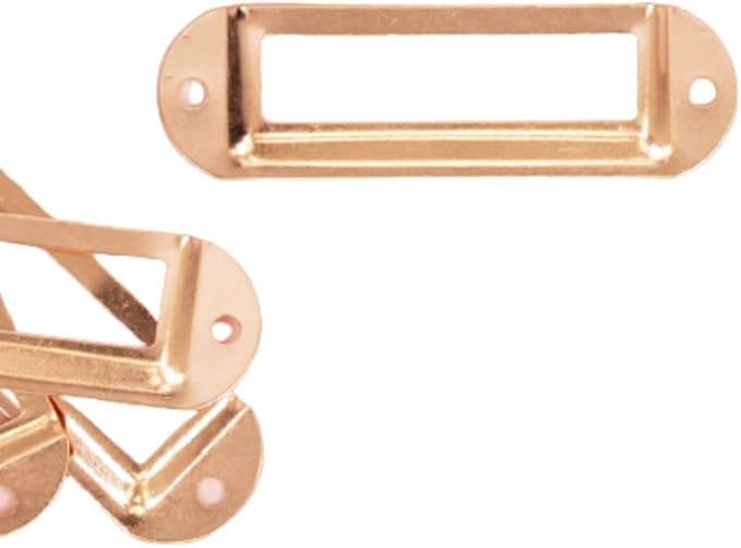 Craftelier - Set of 4 Basic Metallic Label Holders for Decorating Your Scrapbooking Projects and Labeling Albums, Planners, Notebooks or Organizing Boxes - Size 7 x 2 cm - Rose Gold Color