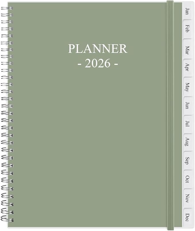2026 Planner - Planner 2026 from January 2026 - December 2026, Monthly and Weekly Calender with 12 Tabs, 8.5" x 11", Green