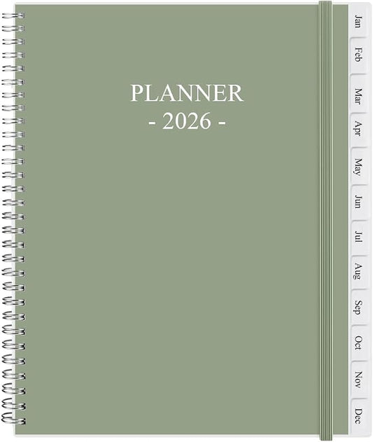 2026 Planner - Planner 2026 from January 2026 - December 2026, Monthly and Weekly Calender with 12 Tabs, 8.5" x 11", Green