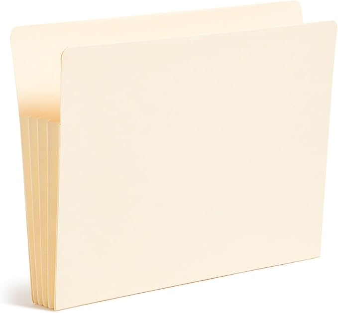 Smead End Tab Extra Wide TUFF® Pocket, Reinforced Straight-Cut Tab, 3-1/2" Expansion, Extra Wide Letter Size (10, Manila)