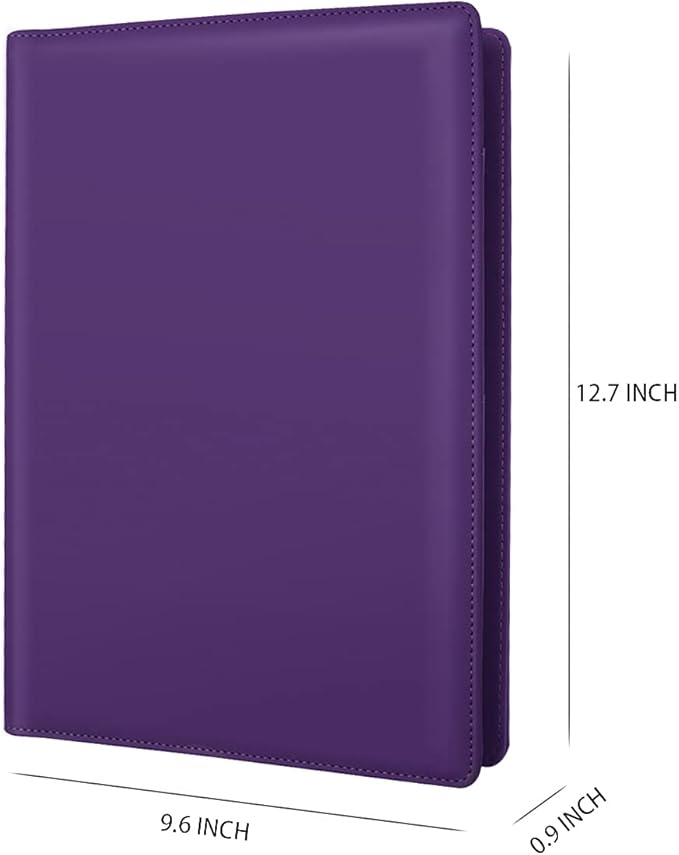 WAVEYU Resume Portfolio Folder, Padfolio Clipboard, Writing Portfolio Leather Clipboard with Cover for Legal Pad Holder Letter Size A4 for Business Conference Notepad Clip Boards, Purple
