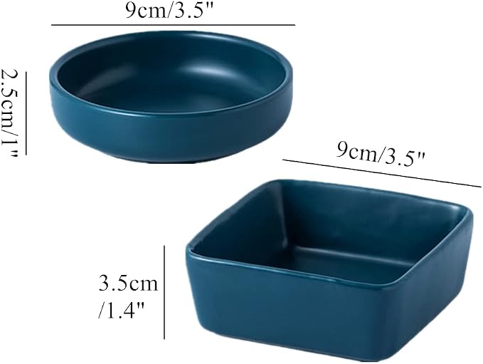 AxeWoodz Navy Blue Paper Clips Holder 2pcs Ceramic Square and Round Paper Clip Dispenser Set Office School Home Paperclips Organizers for Daily Desktop Storage
