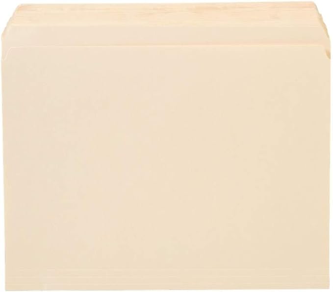Staples Single‑Tab File Folders, Letter Size, Manila, Durable Paper Stock, 100/Box