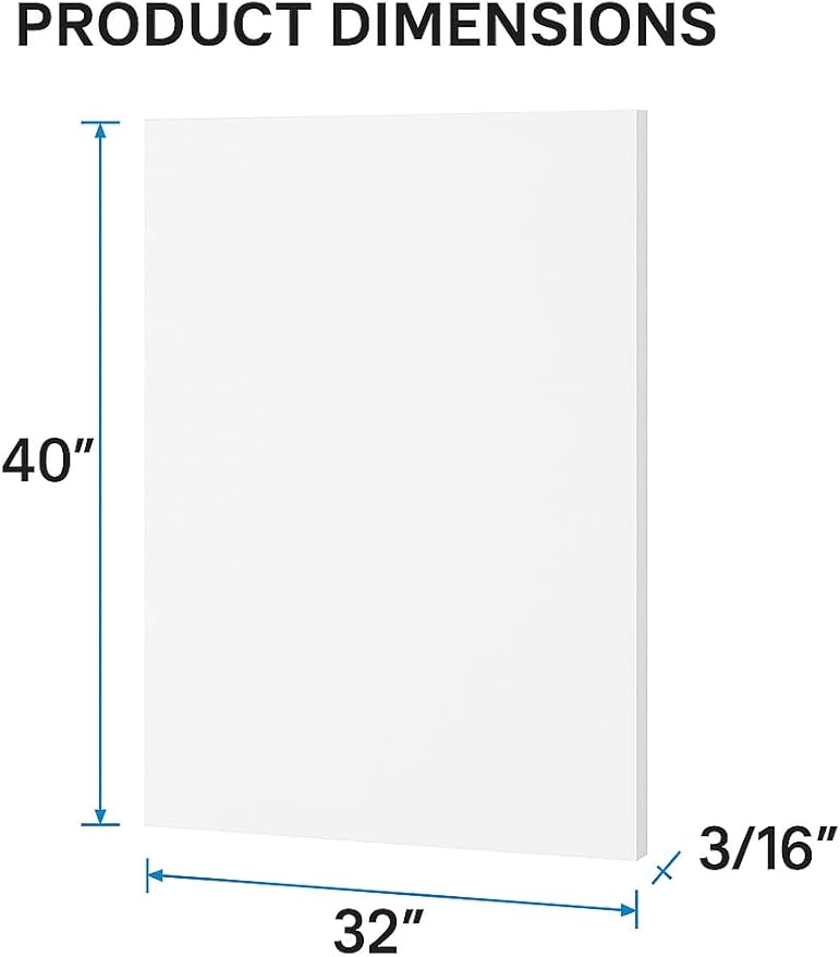 Framer Supply White Foam Board - 32x40 Inches, 3/16" Thick, 25-Sheets, Foam Core Board, Foamboard Sheets, Lightweight, Acid-Free Foam Board for Craft & Display