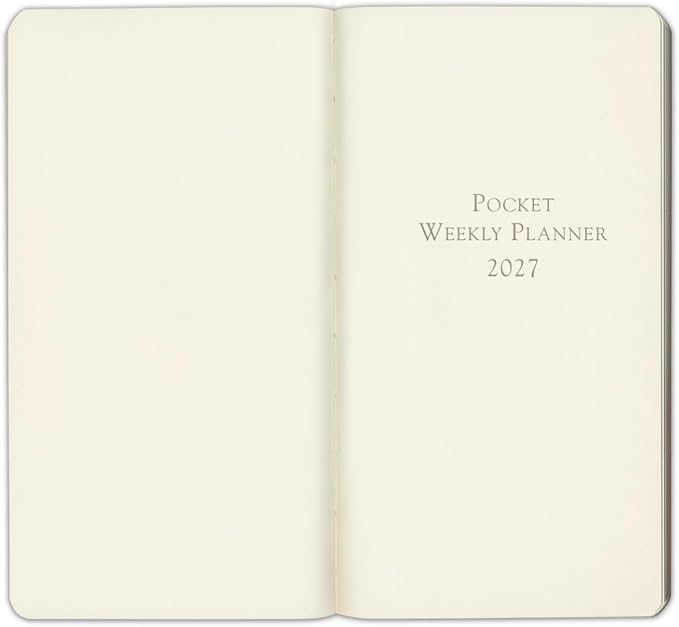 Gallery Leather Pocket Weekly Monthly Planner 2027, Elegantly Bound Calendar Planner and Notebook with Stylish Gold-Gilded Page Edges, 12 Months - Tremont Atlantic - 6x3.25"