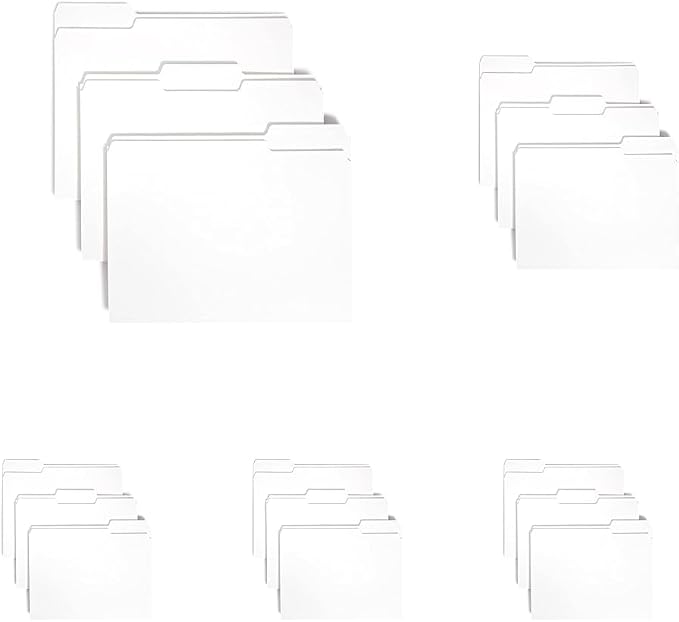Smead Standard File Folders, White, 1/3-Cut Tabs, Letter Size (12843)| (Pack of 500)