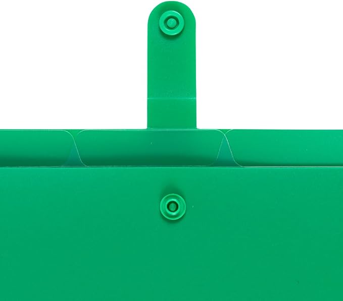 JAM PAPER Slim Expanding File Folder - 5 Pocket Plastic File Folder – Snap Closure - 9 x 11 1/2 - Green - Sold Individually