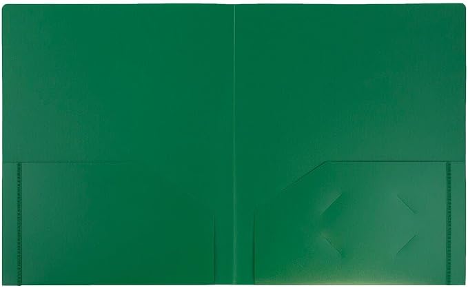 JAM PAPER Heavy Duty Plastic 2 Pocket Extra Tough School Folders - Green - 3/Pack