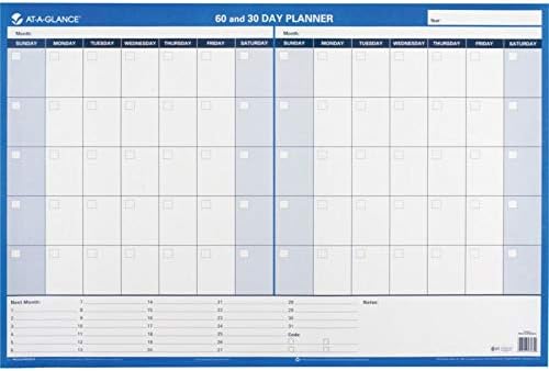AT-A-GLANCE Wall Planner / Calendar, Undated, Erasable, 30/60-Day, 36 x 24, White/Blue (PM233-28)