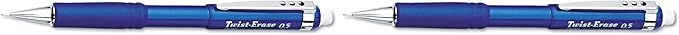 Pentel(R Twist-Erase(R) III Automatic Pencil, 0.5 mm, Blue, 1 each (Pack of 2)
