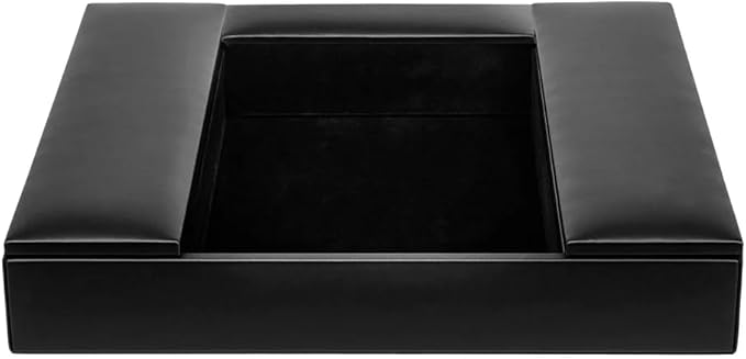 Dacasso Black Leather Conference Room Organizer, 17 x 16 inches, Legal/Letter Size with Storage Compartments