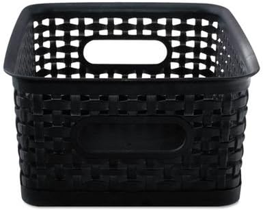 Advantus Corp. Plastic Weave Bins, 7-3/8quot;x10quot;x8-1/4quot;, Black
