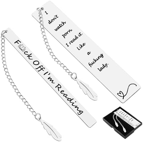 2Pcs Funny Smutty Bookmark Gifts for Men Book Lover Metal Book Mark Stainless Steel Bookmark Inspirational Women Reading Accessories Unique Friend Coworker Teacher Gifts Male Christmas Birthday Gift
