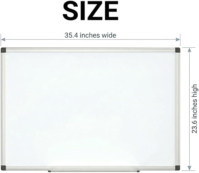 Magnetic Dry Erase Board 36 x 24 Inches - Wall Mounted Whiteboard with Aluminum Frame, Pen Tray & Accessories - Ghost-Free White Board for Home Office, School, and Organization
