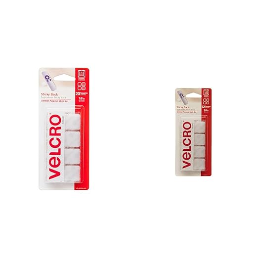 Velcro 7/8" White Mounting Squares Pack of 20 + Velcro 0.88" White Sticky-Back Fasteners Pack of 12