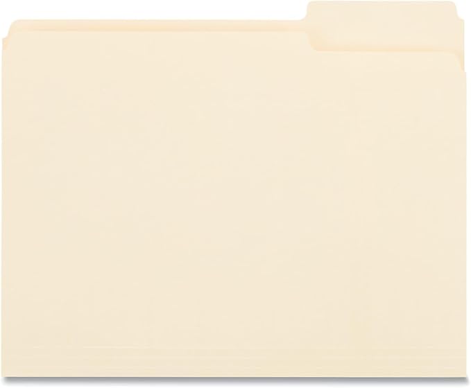 Universal File Folders, 1/3 Cut Third Position, One-Ply Top Tab, Letter, Manila, 100/Box