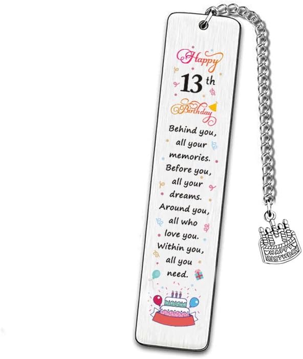 13 Yr Old Birthday Gift Bookmarks for 13 Year Old Boys Girl Birthday Gifts for Nephew Reading Lovers 13th Birthday Gift for Girl Boys Behind You All Your Memories Bookmark