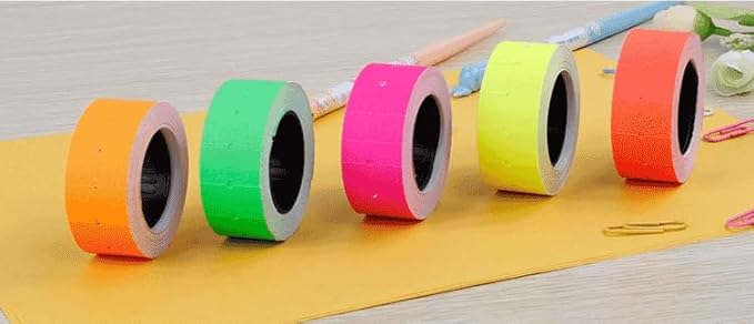 MX-5500 Price Labels, Adhesive Sticker Marker Label, 10 Rolls Sticky Paper Labels for Price and Date Guns,1 Line 5000 Labels, 1 Ink Roll Included, Red