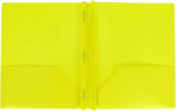 Plastic Folder with Prongs 2 Pocket (Yellow)