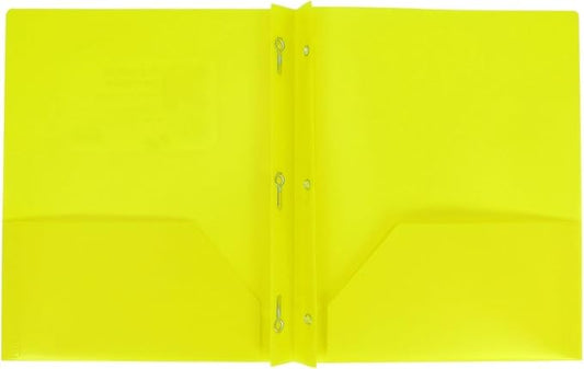Plastic Folder with Prongs 2 Pocket (Yellow)