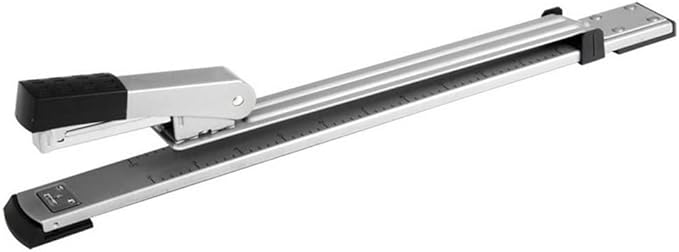 Desk Stapler Office Stapler Long Arm Stapler 20 Pages A3 Binding Stationery Built-in Ruler and Adjustable Locking Paper Guide for Office Or Desk School Supplies (Color : Silver)