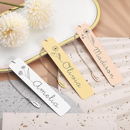 Personalized Bookmarks for Women Book Lover Birth Flower Birthday Customized Gifts for Reading Her Daughter Friends (Birthday Flower Bookmark)