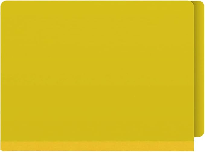 25 Pt. Pressboard Classification Folders, Full Cut End Tab, Letter Size, No Dividers, Yellow (Box of 25)