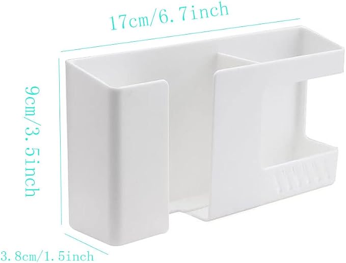 White Remote Control Holder - Adhesive Wall Mount Storage Box for Home Office Bedroom Living Room Remote Control Organizers Glasses Cell Phone Cosmetic Small Items Storage Supplies （2 Pack）