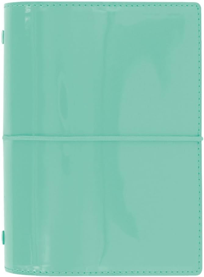Filofax Domino Patent Organizer, Pocket Size, Turquoise - High-Gloss, Contemporary, Six Rings, Week-to-View Calendar Diary, Multilingual, 2025 (C022513-25)