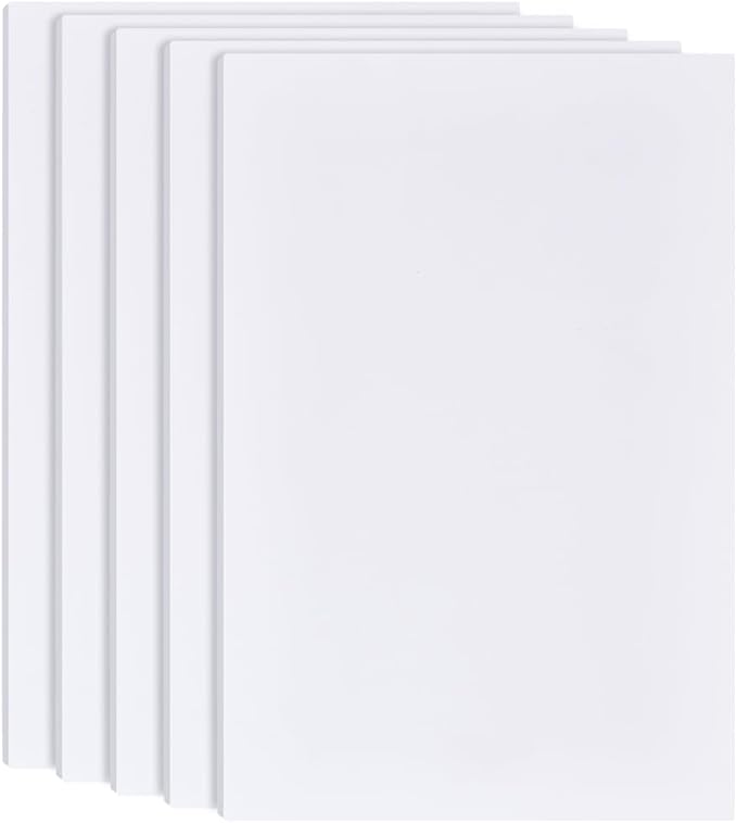 BENECREAT 5Pcs 1/4 Inch White Foam Boards, 12x8 Inch Rectangle PVC Foam Sheet Poster Board for Mounting, Crafts, Art, Display, Presentation and Projects