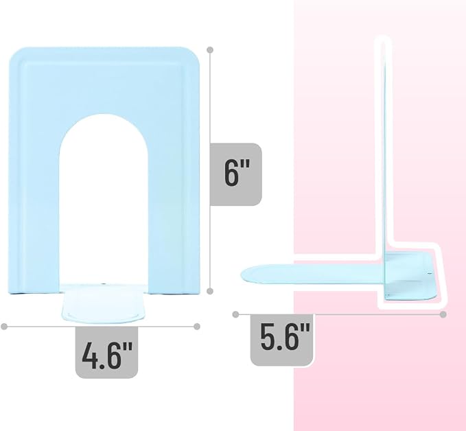Mr. Pen- Book Ends, 4 Pack, Light Blue, Heavy Duty Metal Bookends for Shelves, Book Holders for Shelves, Metal Bookends