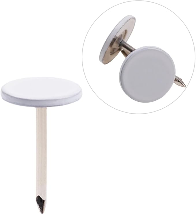 200Pcs 11mm/0.43Inch ×17mm/0.67Inch White Thumb Tacks, Push Pins Round Head Thumbtack for Bulletin Board, Tape, Adhesives and Fasteners