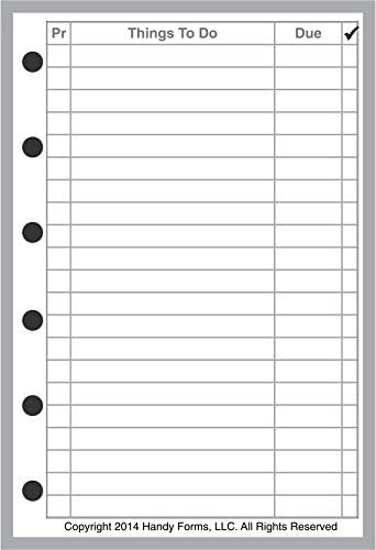 Pocket Size to Do List Planner Insert, Sized and Punched for Pocket Notebook (3.25" x 4.75")