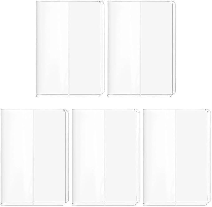 CRASPIRE 5 Pack A5 Clear Cover Transparent Planner Notebook Sleeve 8.7x12.7 Inch Plastic Journal Book PVC Waterproof Rectangle Protector Bag Pouches for Office Textbook Paperback Hardcover Book Lovers