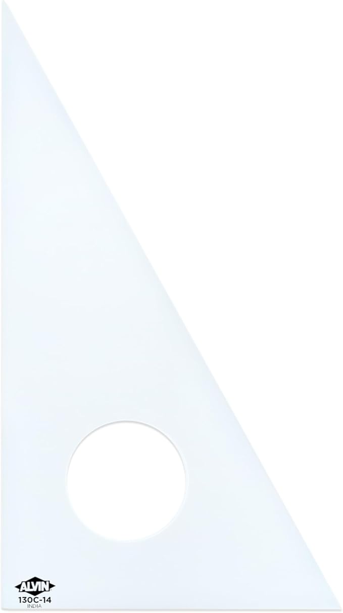ALVIN Clear Professional Acrylic Drafting Triangle 30/60 Degrees 14" Model 130C-14 Multipurpose Tool for Drafting, Design, and Architecture, Great for Machining and Woodworking - 14 inches