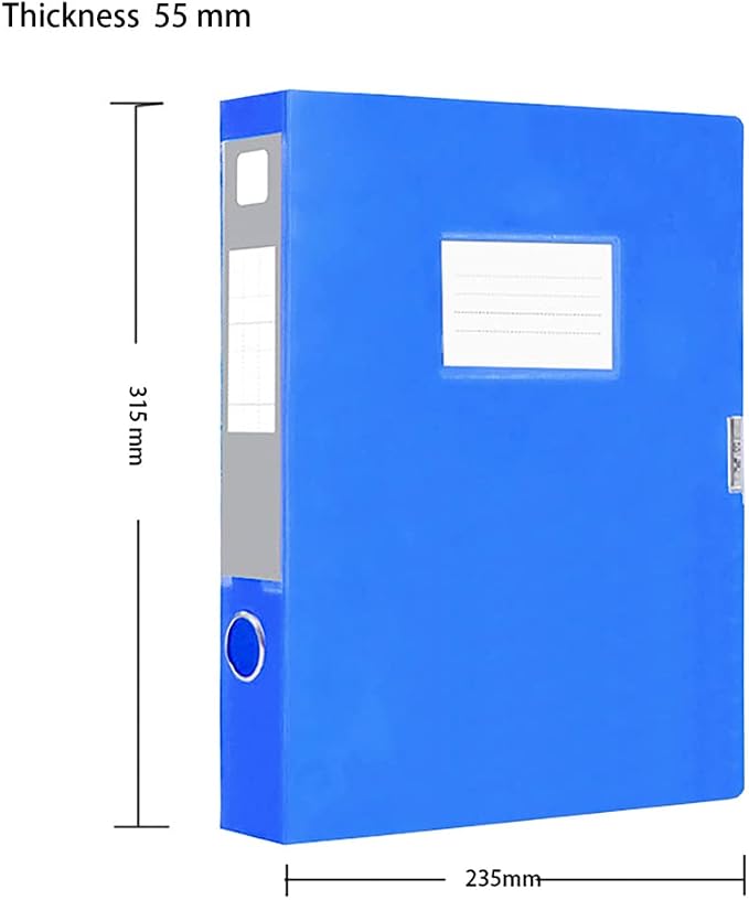 A4 Storage File Boxes Plastic Archives Cases with Lid, File Folder Organizer Document Storage Filing Box for office,5.5cm,Blue