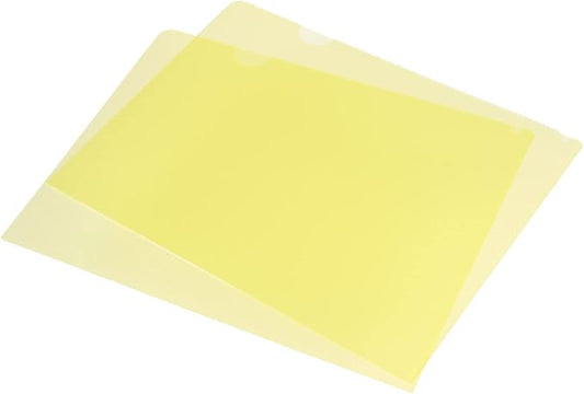 PATIKIL L Type Folders 24 Pack A4 Plastic File Project Pockets Clear Paper Document Jacket Sleeve for Office, Yellow