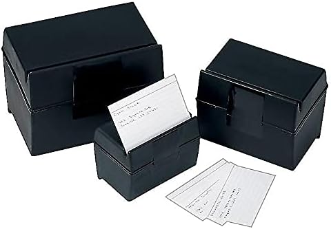 Oxford 01351 Plastic Index Card Flip Top File Box Holds 300 3 x 5 Cards, Matte Black (1 EA)