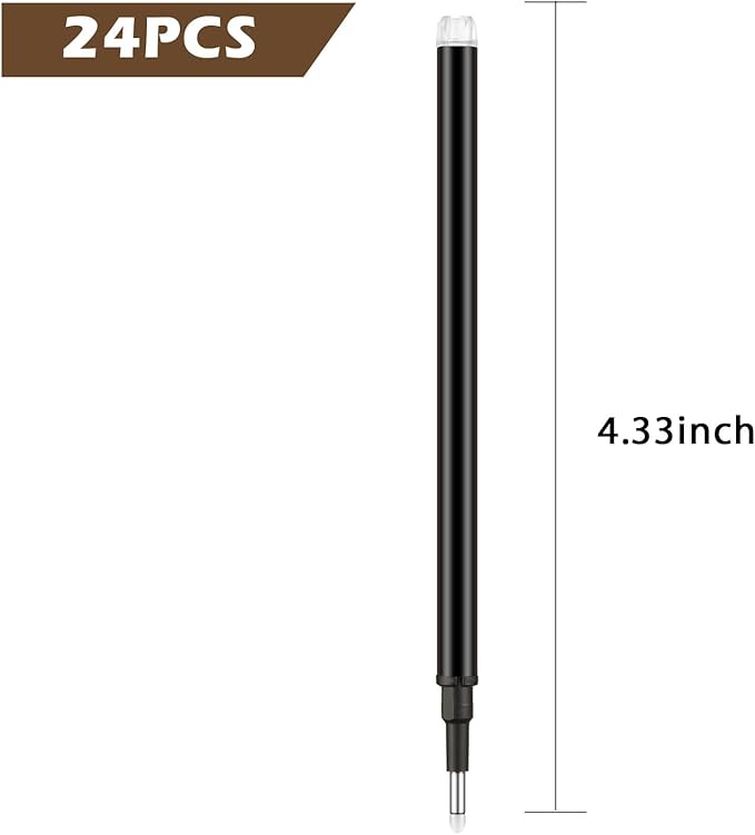 Zonon 24 Pcs Erasable Pen Refills 0.7 mm Gel Ink Refills Medium Fine Point Erasable Pens Lead for Writing Planner and Crossword Puzzles(Black)