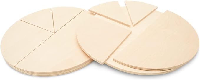 Fraction Math Manipulative Pie Chart Set 10 inch, Pack of 1 Pizza Fractions Shapes for Teaching Time and Homeschool, by Woodpeckers