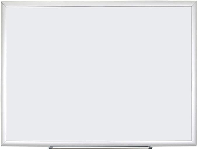 U Brands Melamine Non-Magnetic Dry Erase Board White Board, 48" x 36" Inches, Silver Aluminum Frame