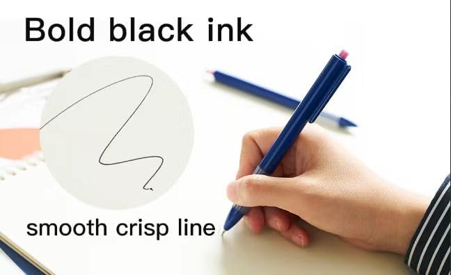 12pcs 1.0mm Black Ink Pens, Smooth Writing Ballpoint & Semi Gel Pens, Soft Silicone Grip Gel Ink Pens, Office School Supplies, Desk Accessories, Personalized Gifts for Men, Dozen Box