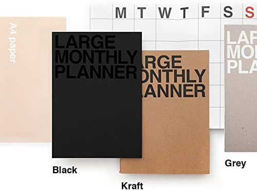 JSTORY Large Monthly Planner Lays Flat Undated Year Round Flexible Cover Goal/Time Organizer Thick Paper Eco Friendly Customizable Stitch Bound A4 16 Months 18 Sheets Kraft 8.46 x 11.61 Inches